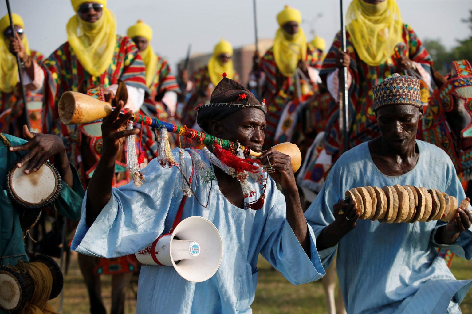Traditional Flutists Perform During The Durbar Festival On The Second Day Of Eid Al Fitr Celebrations In Nigeria's Northern City Of Kano